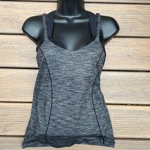 Lululemon Black and Grey Tank Top with Built in Bra Size 6